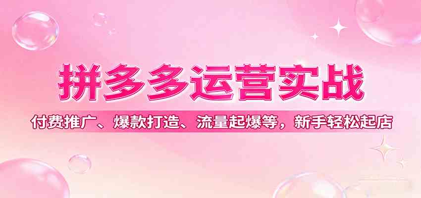 拼多多运营实战,付费推广、爆款打造、流量起爆等,新手轻松起店-甄选网创