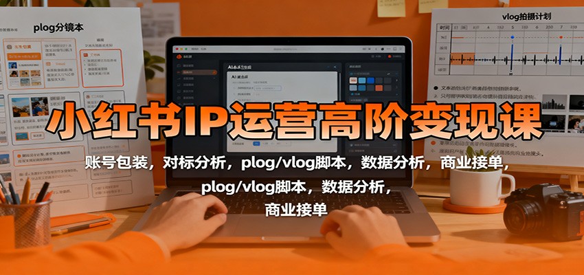 小红书IP运营高阶变现课:账号包装,对标分析,plog/vlog脚本,数据分析,商业接单-甄选网创