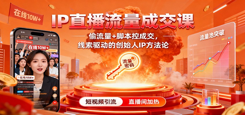 IP直播流量成交课:偷流量+脚本控成交,线索驱动的创始人IP方法论-甄选网创