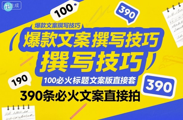 爆款文案撰写技巧,100个必火标题文案模版直接套,390条必火文案直接拍