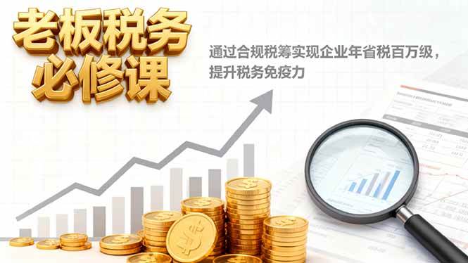 (16426期)老板税务必修课,通过合规税筹实现企业年省税百万级,提升税务免疫力-甄选网创