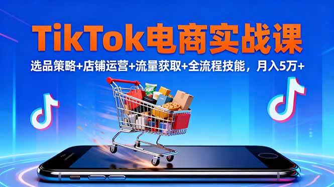 (16422期)TikTok电商实战课10月,选品策略+店铺运营+流量获取+全流程技能,月入5万+-甄选网创