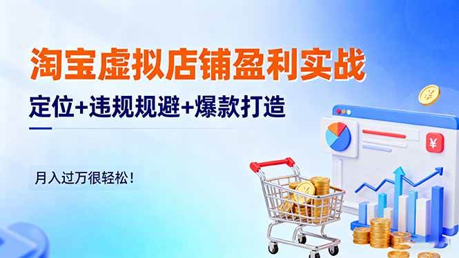(16387期)淘宝虚拟店铺盈利实战:定位+违规规避+爆款打造,月入过万很轻松!-甄选网创