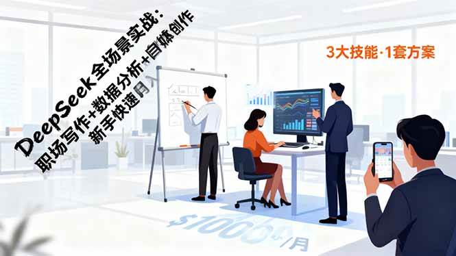 (16418期)DeepSeek全场景实战:职场写作+数据分析+自媒体创作,新手快速月入过万-甄选网创