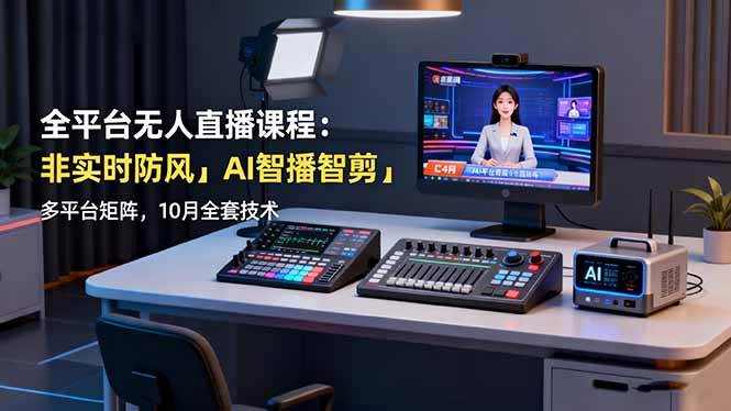 (16414期)全平台无人直播课程:非实时防风+AI智播智剪+多平台矩阵,10月全套技术-甄选网创