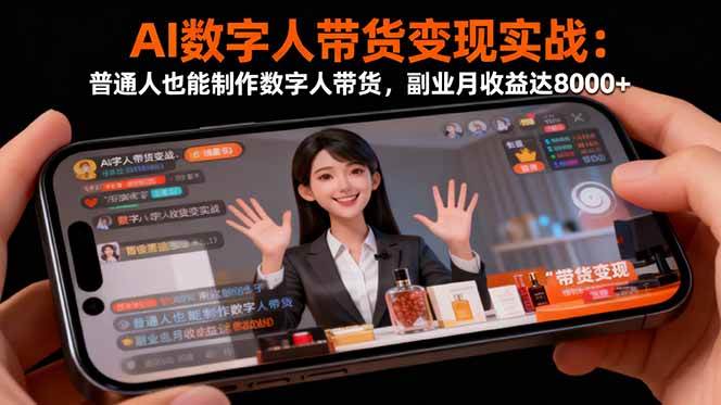 (16377期)AI数字人带货变现实战:普通人也能制作数字人带货,副业月收益达8000+-甄选网创