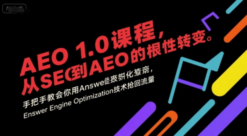 AEO 1.0 课程,从SEO到AE0的基命性转变,手把手教会你用AnswerEngineOptimization技术抢回流量(更新)-甄选网创