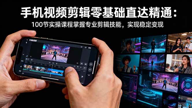 (16466期)手机视频剪辑零基础直达精通:100节实操课程掌握专业剪辑技能,实现稳…-甄选网创