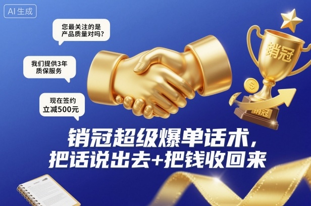 销冠超级爆单话术,把话说出去+把钱收回来-甄选网创
