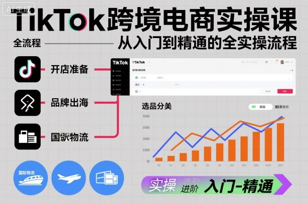 TikTok跨境电商实操课,从入门到精通的全实操流程-甄选网创