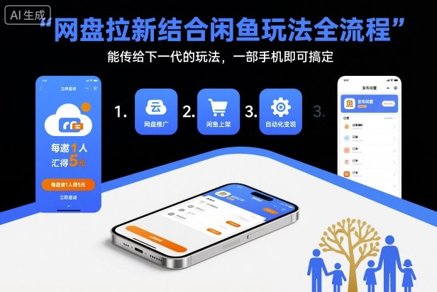 网盘拉新结合闲鱼玩法全流程,能传给下一代的玩法,一部手机即可搞定(附入口渠道以及实操教程)-甄选网创