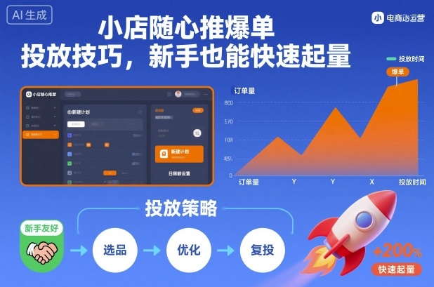 小店随心推爆单投放技巧,新手也能快速起量-甄选网创