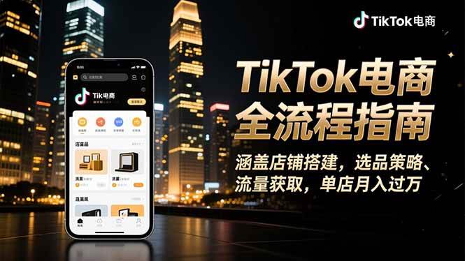 (16524期)TikTok电商全流程指南,涵盖店铺搭建、选品策略、流量获取,单店月入过万-甄选网创