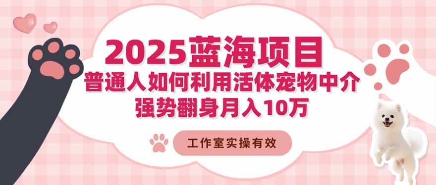 (16489期)2025蓝海项目:普通人如何利用活体宠物中介,强势翻身月入10万-甄选网创