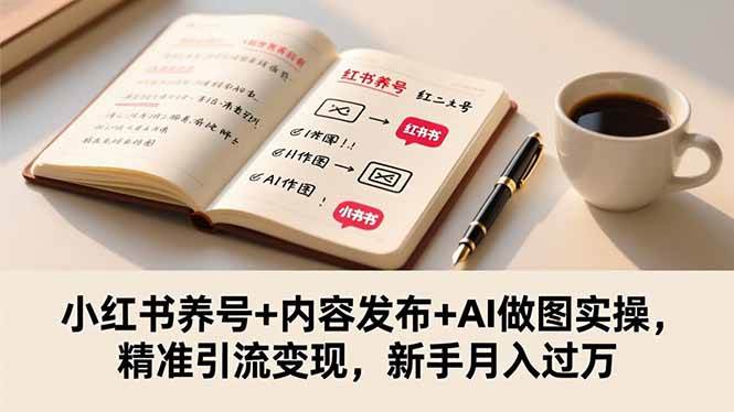 (16498期)小红书养号+内容发布+AI做图实操,精准引流变现,新手月入过万-甄选网创
