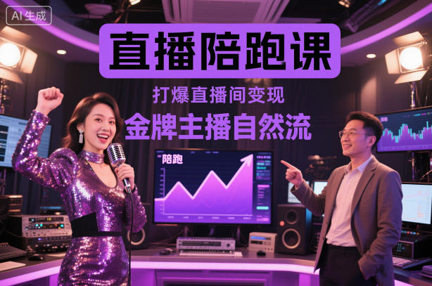 直播陪跑课,金牌主播自然流打爆直播间,复制高变现玩法-甄选网创