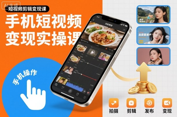 手机短视频变现实操课,短视频剪辑变现课-甄选网创