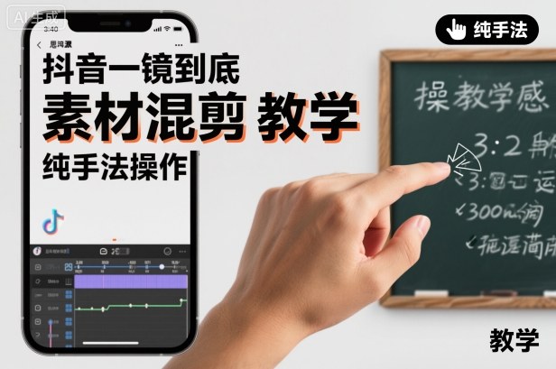 抖音一镜到底素材混剪教学,纯手法操作-甄选网创