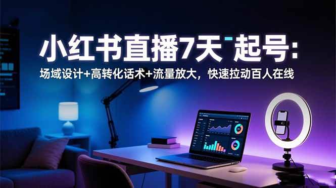 (16537期)小红书直播7天起号:场域设计+高转化话术+流量放大,快速拉动百人在线-甄选网创