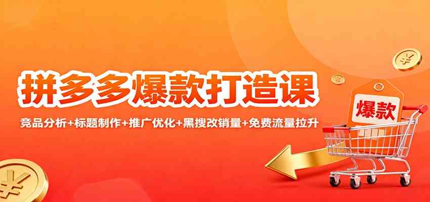 拼多多爆款打造课:竞品分析+标题制作+推广优化+黑搜改销量+免费流量拉升-甄选网创