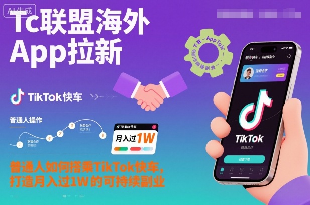Tc联盟海外App拉新:普通人如何搭乘TikTok快车,打造月入过1W的可持续副业-甄选网创