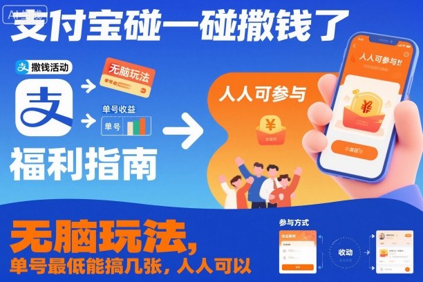 支付宝碰一碰撒钱了,无脑玩法,单号最低能搞几张,人人可以撸【揭秘】-甄选网创
