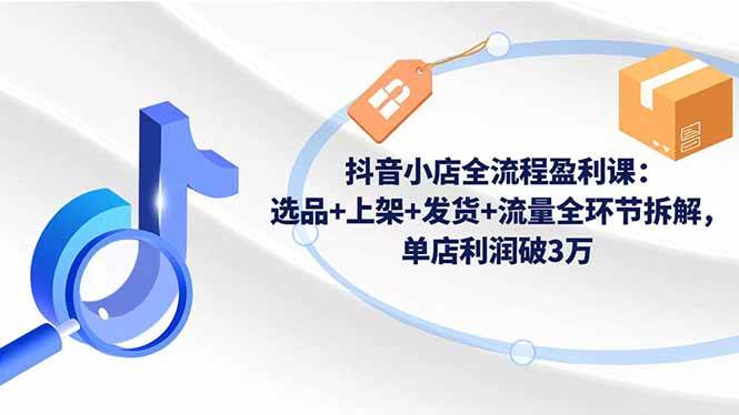 (16593期)抖音小店全流程盈利课:选品+上架+发货+流量全环节拆解,单店利润破3万-甄选网创