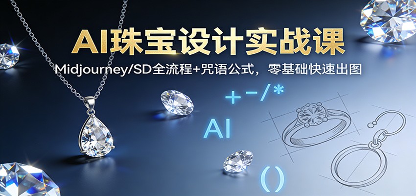 AI珠宝设计实战课:Midjourney/SD全流程+咒语公式,零基础快速出图-甄选网创