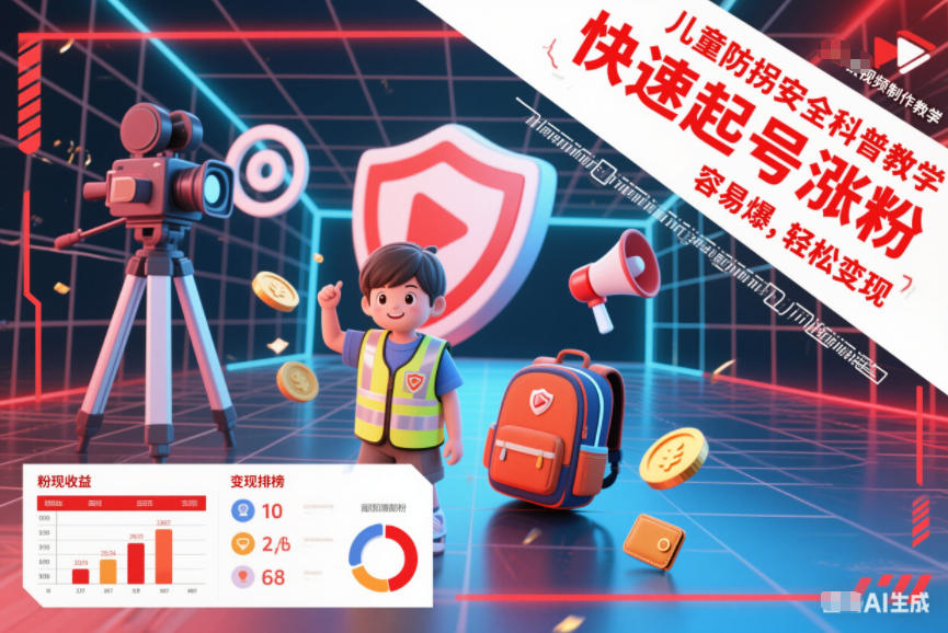 儿童防拐安全科普知识视频制作教学,快速起号涨粉,容易爆,轻松变现-甄选网创