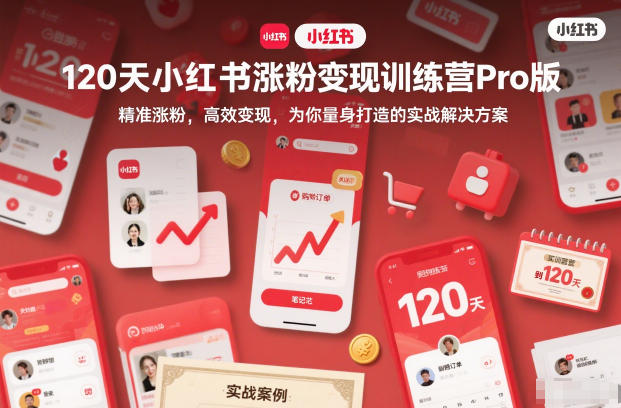 120天小红书涨粉变现训练营Pro版,精准涨粉,高效变现,为你量身打造的实战解决方案-甄选网创