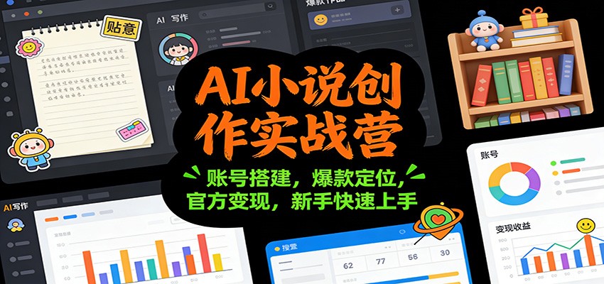 AI小说创作实战营:账号搭建,爆款定位,官方变现,新手快速上手-甄选网创