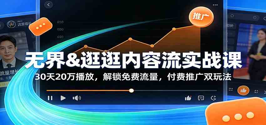 无界&逛逛内容流实战课:30天20万播放,解锁免费流量,付费推广双玩法-甄选网创