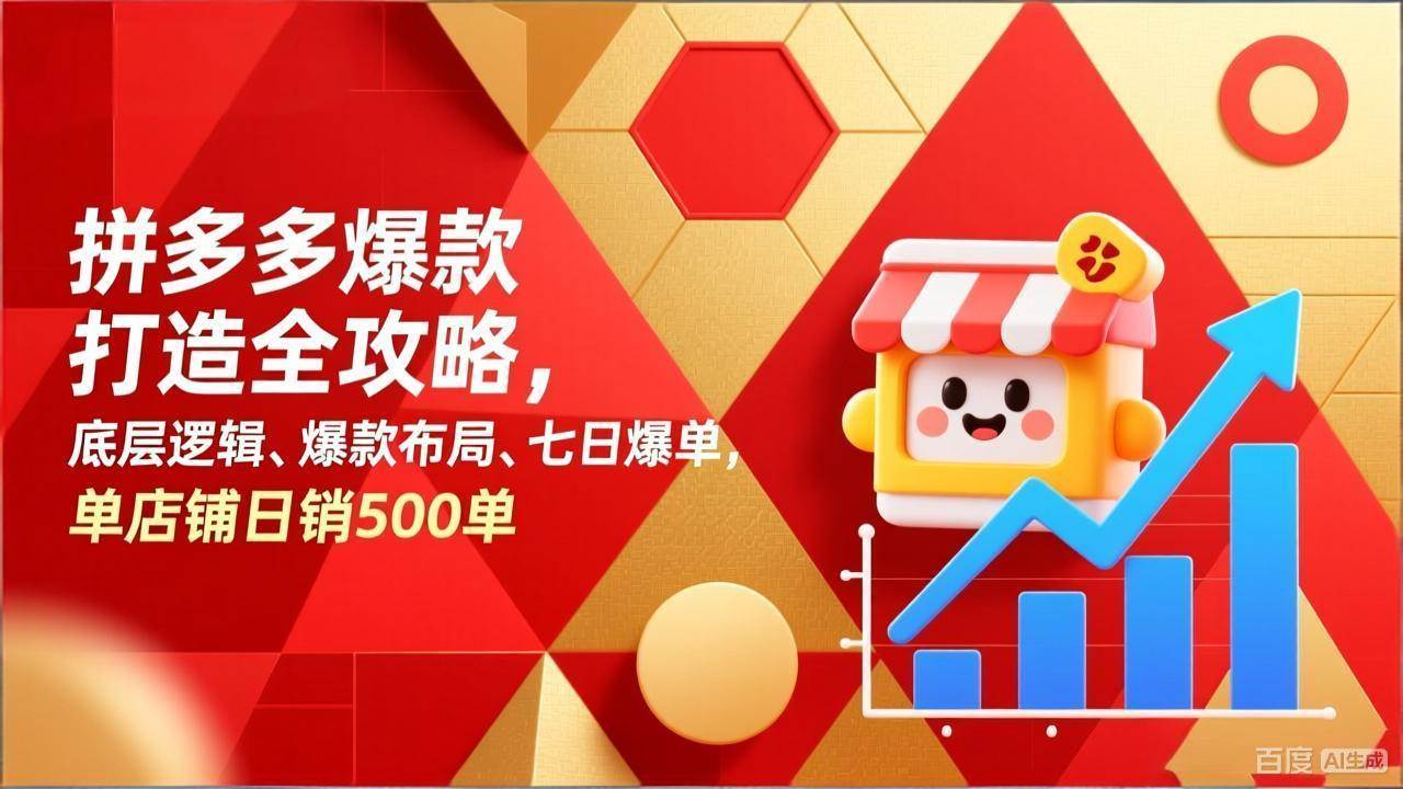 (17346期)拼多多爆款打造全攻略,底层逻辑、爆款布局、七日爆单,单店铺日销500单-甄选网创