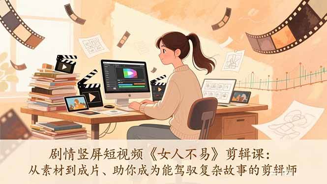 (17305期)剧情竖屏短视频《女人不易》剪辑课:从素材到成片、助你成为能驾驭复杂故事的剪辑师-甄选网创