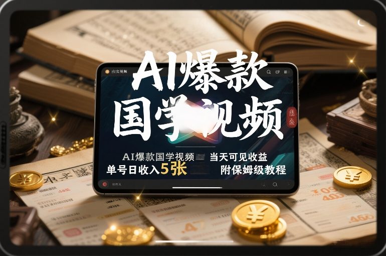 AI爆款国学视频,独家起号方法,小白直接上手,当天可见收益,单号日收入5张+附保姆级教程-甄选网创