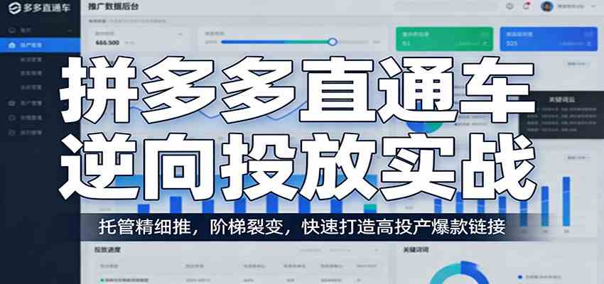 拼多多直通车逆向投放实战:托管精细推,阶梯裂变,快速打造高投产爆款链接-甄选网创