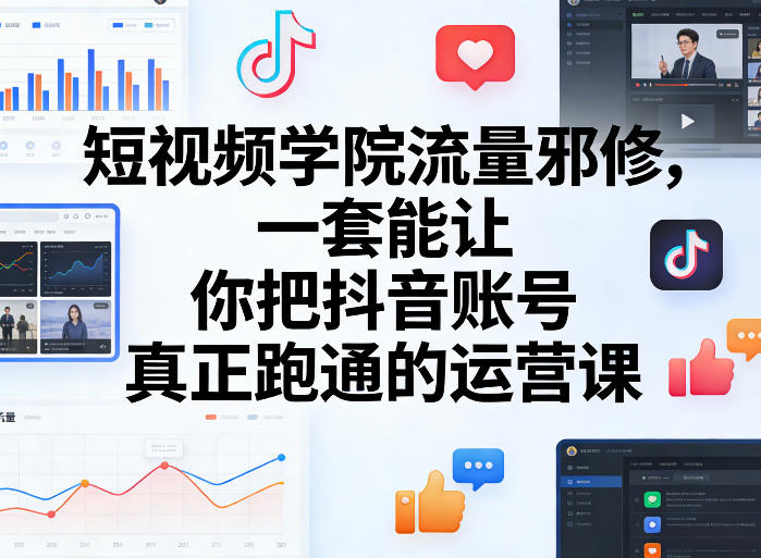 短视频学院流量邪修,一套能让你把抖音账号真正跑通的运营课-甄选网创