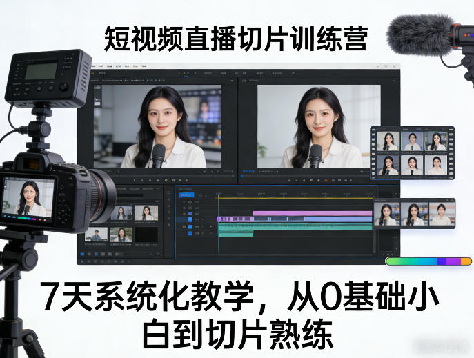 短视频直播切片训练营,7天系统化教学,从0基础小白到切片熟练-甄选网创
