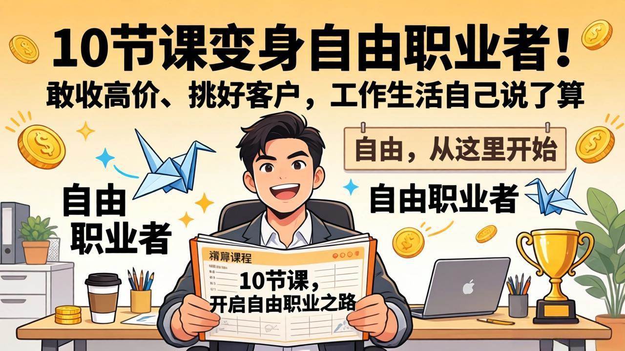 (17663期)10 节课变身自由职业者!敢收高价、挑好客户,工作生活自己说了算-甄选网创