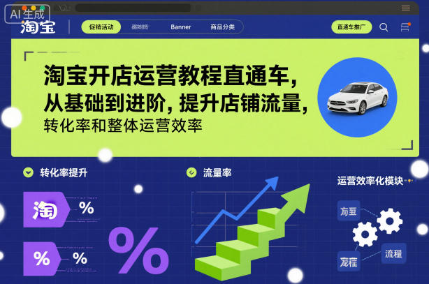 淘宝开店运营教程直通车,从基础到进阶,提升店铺流量,转化率和整体运营效率(更新26年3月24日)-甄选网创
