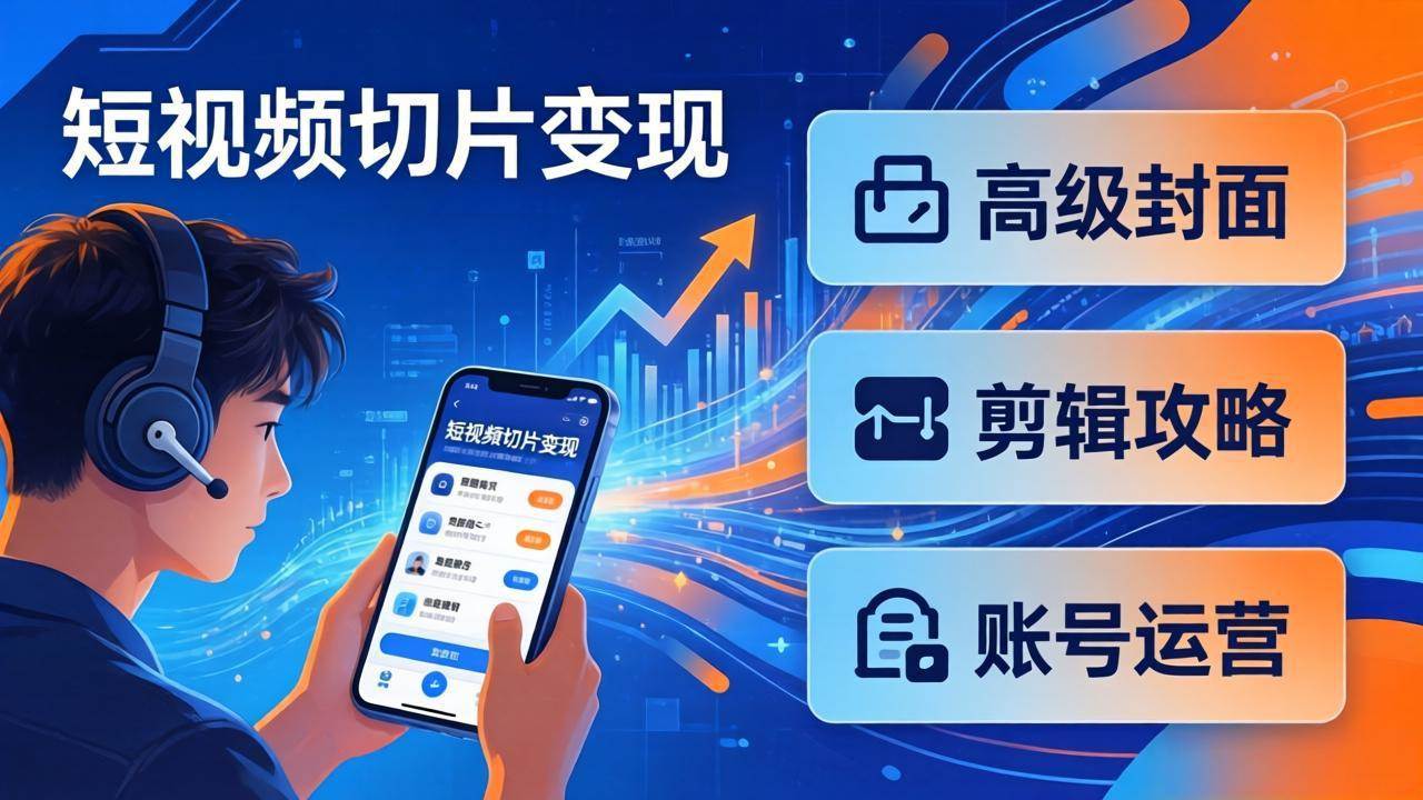 (17758期)短视频切片变现速成班2.0:高级封面+剪辑攻略+账号运营,0基础小白快速入局副业-甄选网创