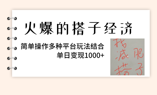 （8262期）火爆的搭子经济，简单操作多种平台玩法结合，单日变现1000+-甄选网创