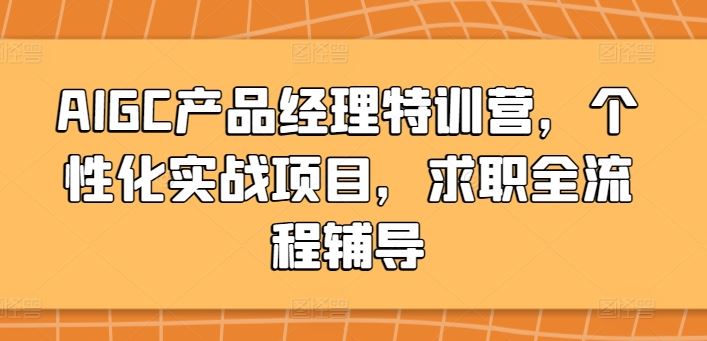 AIGC产品经理特训营，个性化实战项目，求职全流程辅导-甄选网创