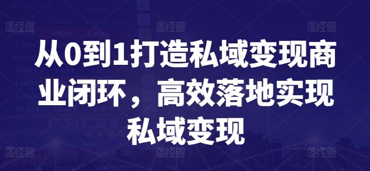 从0到1打造私域变现商业闭环，高效落地实现私域变现-甄选网创