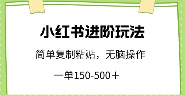 小红书进阶玩法，一单150-500+，简单复制粘贴，小白也能轻松上手【揭秘】-甄选网创