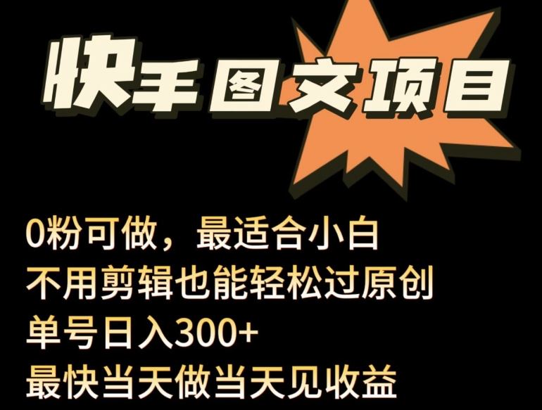 24年最新快手图文带货项目，零粉可做，不用剪辑轻松过原创单号轻松日入300+【揭秘】-甄选网创