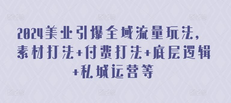 2024美业引爆全域流量玩法，素材打法 付费打法 底层逻辑 私城运营等-甄选网创