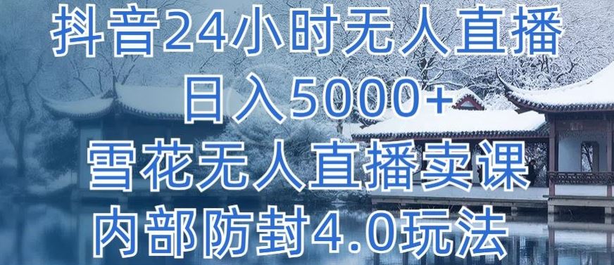 抖音24小时无人直播 日入5000+，雪花无人直播卖课，内部防封4.0玩法【揭秘】-甄选网创