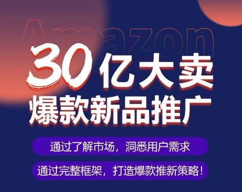 亚马逊·30亿大卖爆款新品推广，可复制、全程案例实操的爆款推新SOP-甄选网创