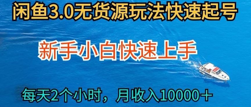 2024最新闲鱼无货源玩法，从0开始小白快手上手，每天2小时月收入过万【揭秘】-甄选网创